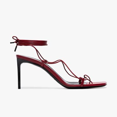 Red Paris 75 Naked Leather Strappy Sandals from Saint Laurent