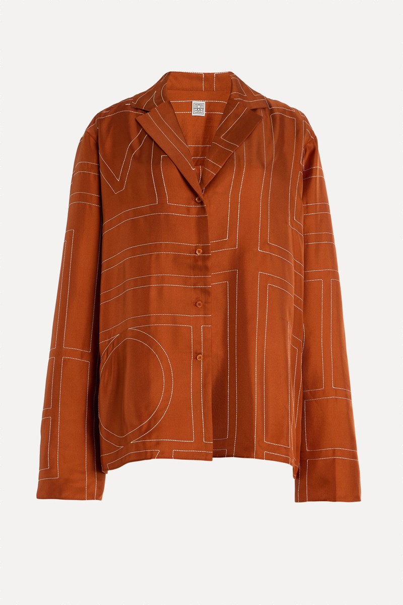Embroidered Silk-Twill Shirt from Toteme