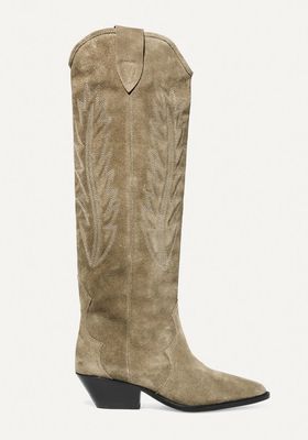Denzy Embroidered Suede Knee Boots from Isabel Marant
