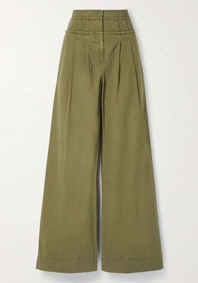 Constance Pleated Cotton-Canvas Wide-Leg Pants from Ulla Johnson