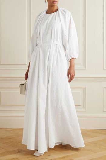 Fran Open-Back Broderie Anglaise Cotton Maxi Dress from BERNADETTE