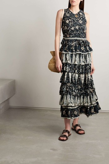 Ariah Tiered Printed Cotton-Blend Midi Dress, £620 | Ulla Johnson