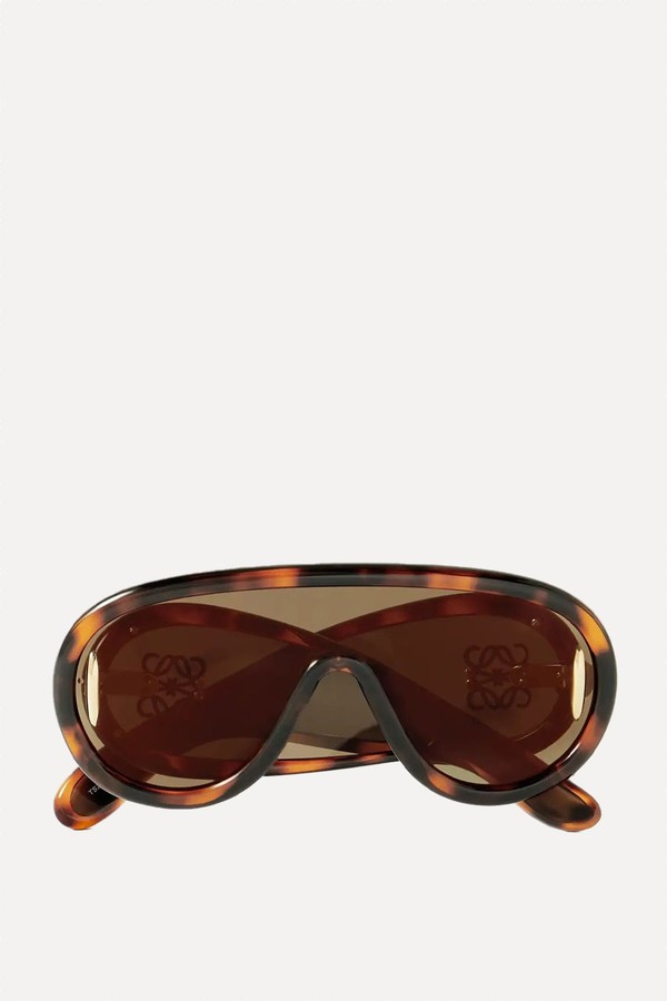 Wave Mask Oversized Aviator-Style Tortoiseshell Acetate Sunglasses from Loewe
