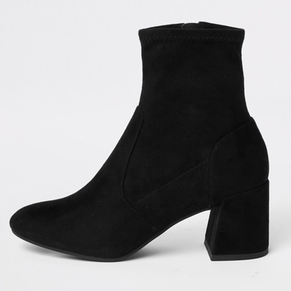 Faux Suede Block Heel Boots