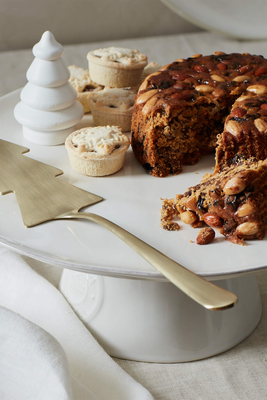 Brushed Gold Christmas Cake Server from Layered Lounge