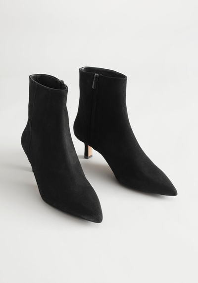 Suede Kitten Heel Ankle Boots