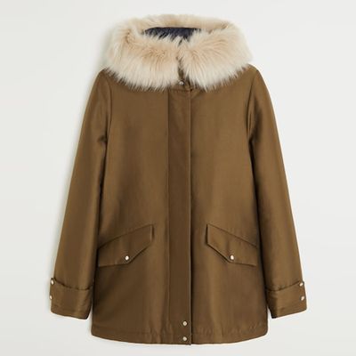 Furry Hooded Parka from Mango