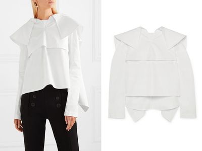 Draped Layered Cotton-Twill Top from A.W.A.K.E