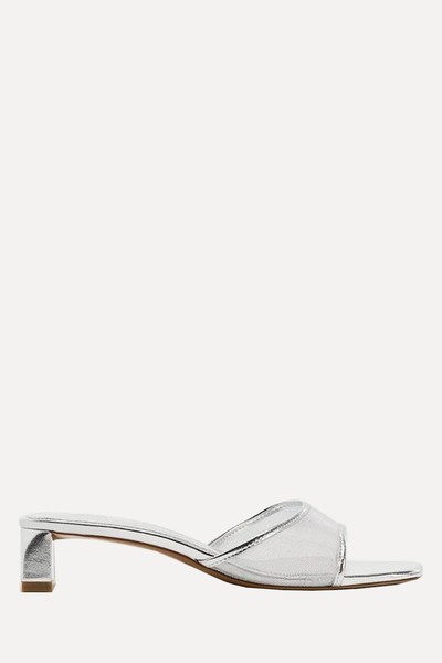 Metallic Mesh Heeled Mules from Zara