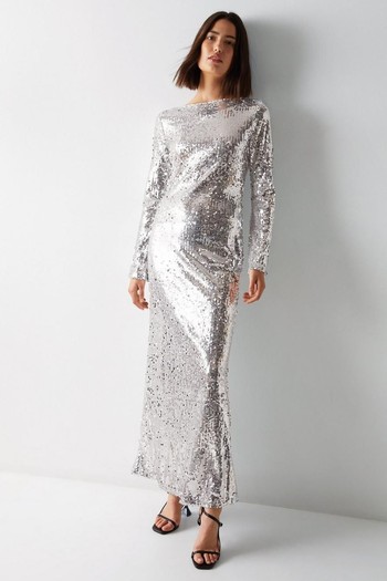 Slash Neck Sequin Maxi Dress, £48.30 (was £69) | Warehouse