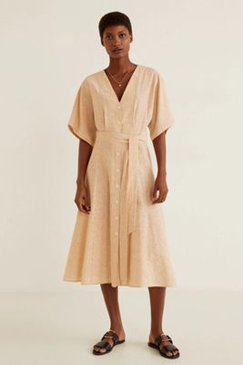 Bow Linen-Blend Dress