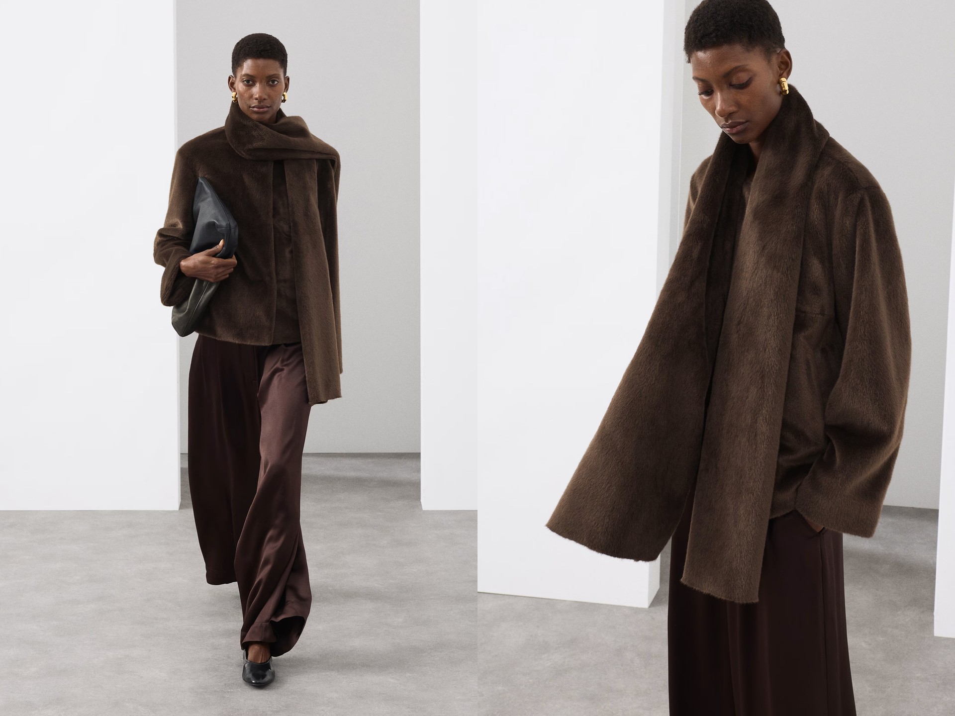 Faux Fur Detachable Scarf Coat from Autograph