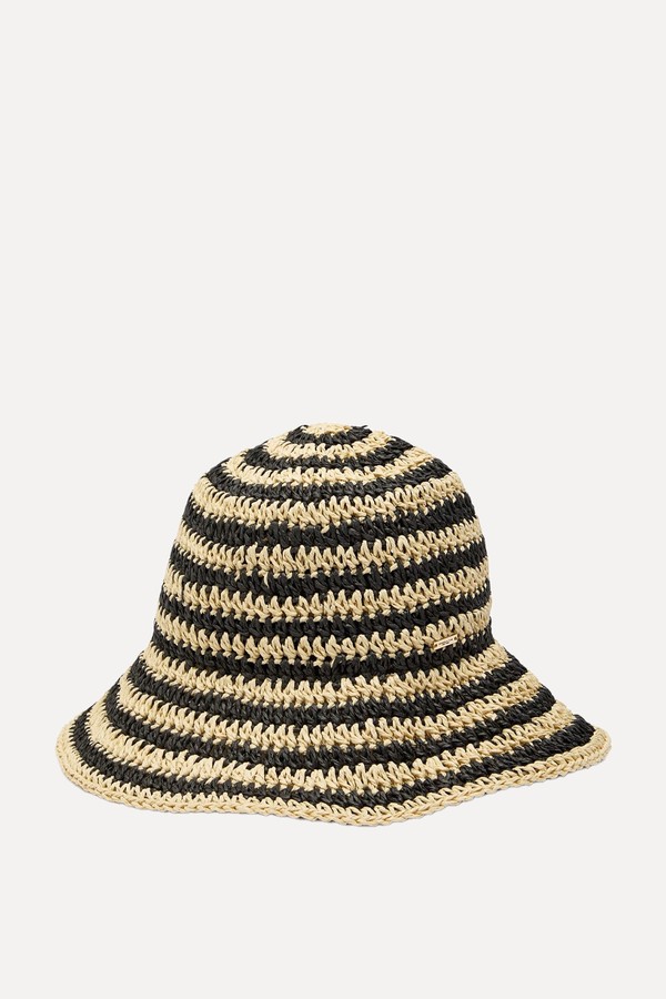 Jonah Striped Straw Bucket Hat from EUGENIA KIM