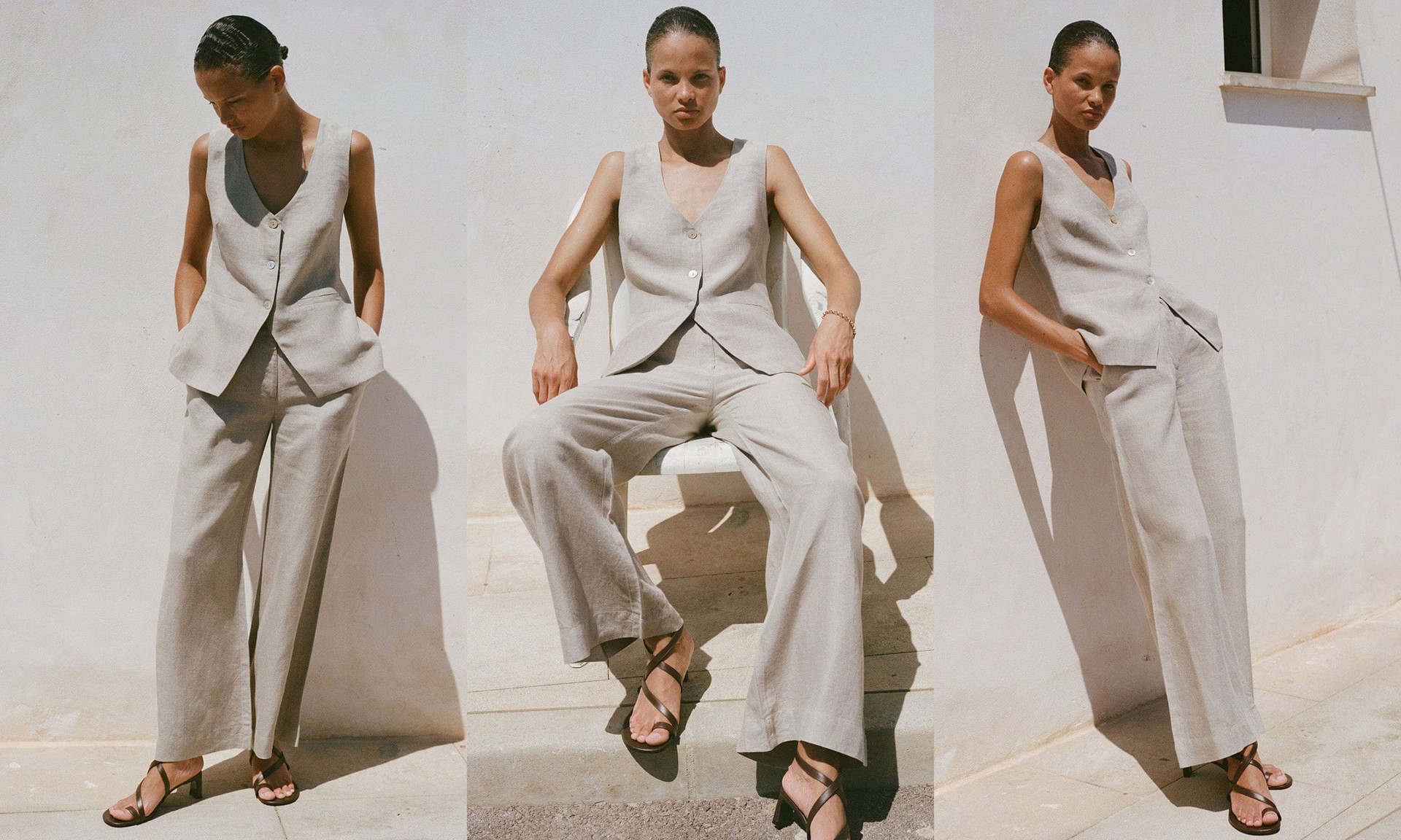 The Willow Wide-Leg Pleated Linen Trousers from Arkitaip