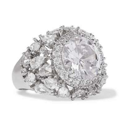 Silver-Tone Cubic Zirconia Ring from Kenneth Jay Lane