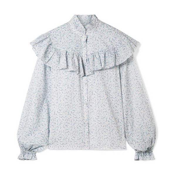 Erica Ruffled Floral-Print Cotton-Voile Blouse from LoveShackFancy