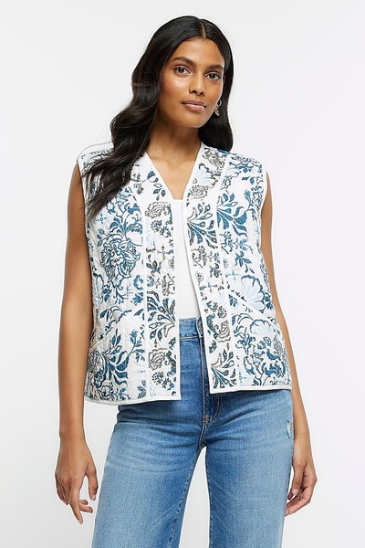 Blue Paisley Waistcoat from River Island