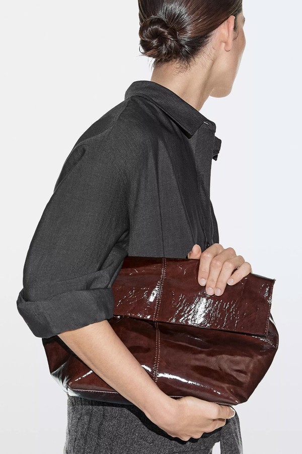 Crackled Nappa Leather Flap Bag from massimo dutti