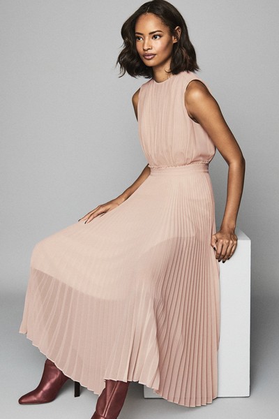 Pandora Pleated Detailed Midi Dress from Reiss