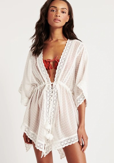 Tie-Front Kimono Coverup