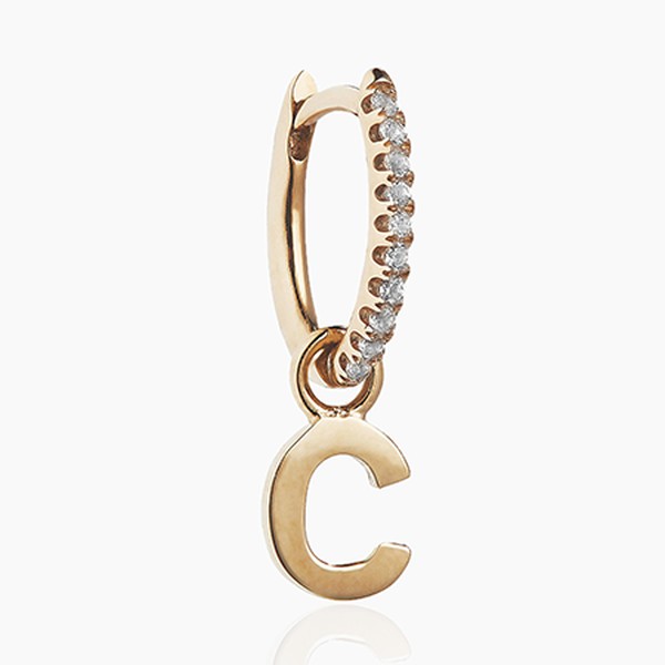White Topaz & Alphabet Hoop Charm from Otiumberg