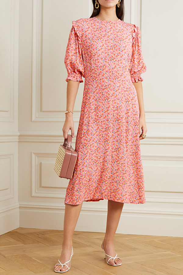Jean-Marie Floral-Print Crepe Midi Dress