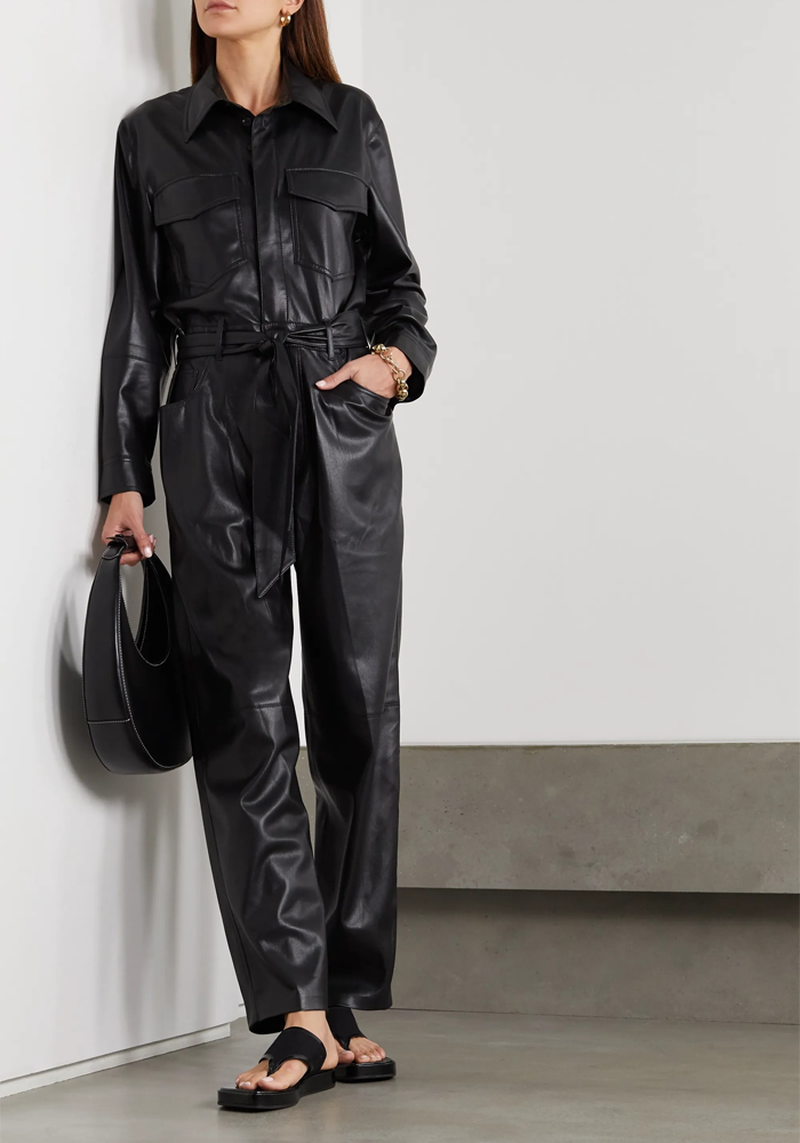 Ashton Belted Vegan Leather Jumpsuit from Nanushka