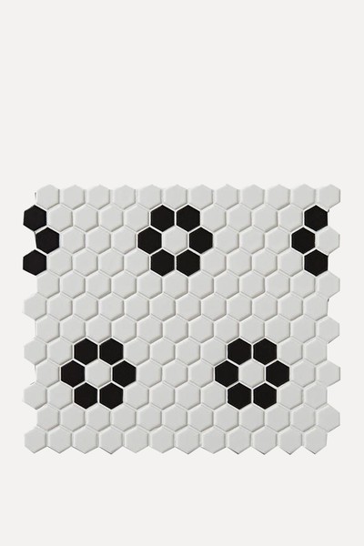 Mono Hex Porcelain Mosaic Daisy from Ca' Pietra