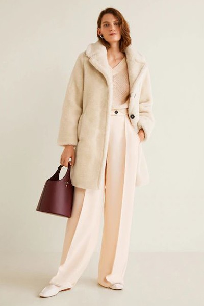 Lapels Faux Fur Coat