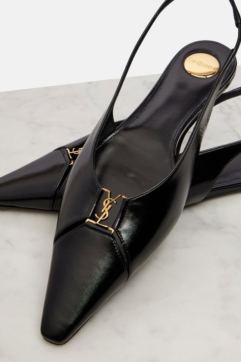 Babylone Leather Slingback Flats from Saint Laurent