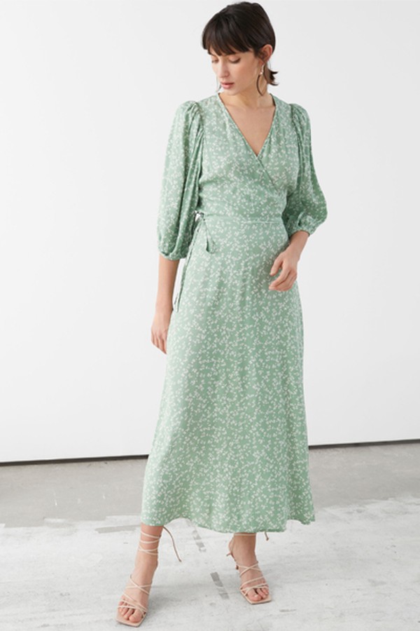 Printed Puff Sleeve Midi Wrap Dress from & Other Stories