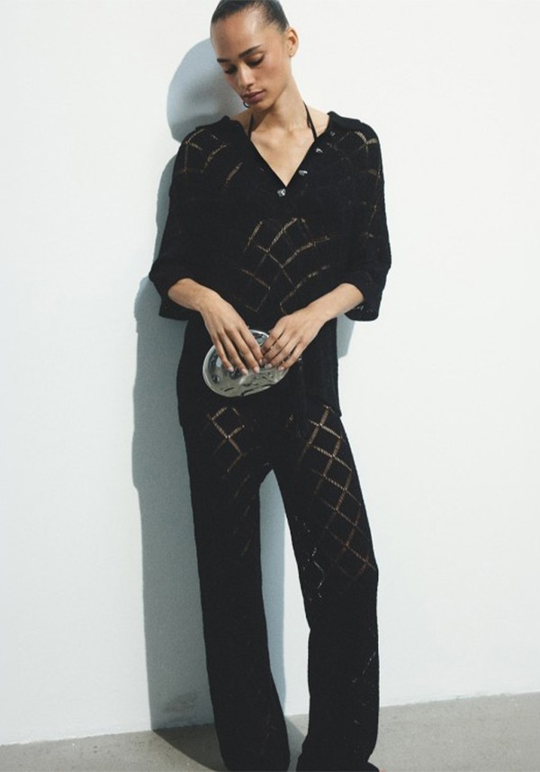 Crochet-Look Trousers