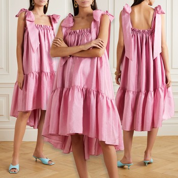 Serena Tiered Hammered-Satin Dress, £240 | Stine Goya