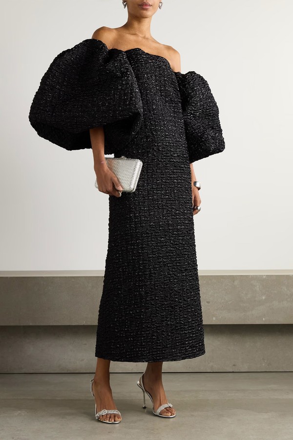Off-The-Shoulder Metallic-Cloqué Gown from Dima Ayad
