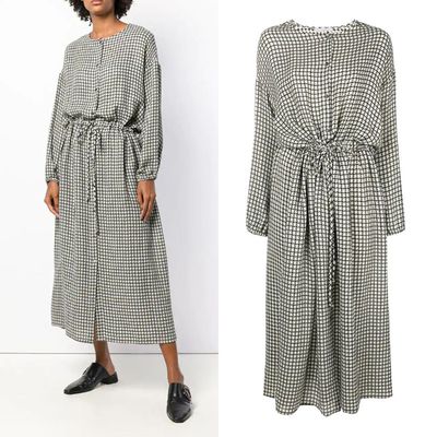 Houndstooth Flared Midi Dress from Dusan