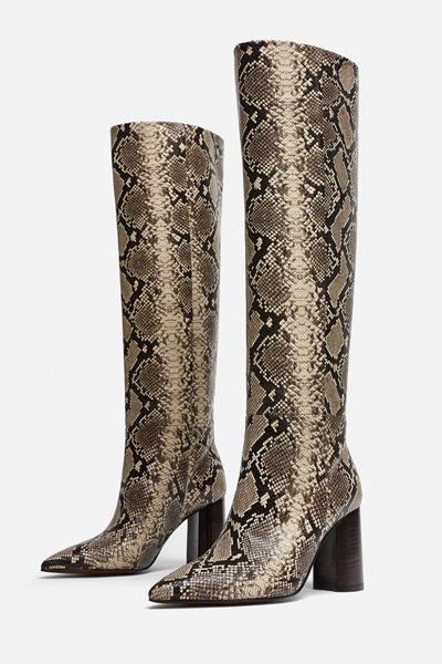 Snakeskin Print Boots