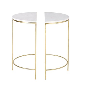 Marble And Matte Gold Metal Side Table