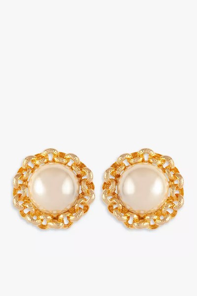  Gold Plated Faux Pearl Clip-On Earrings from Susan Caplan 