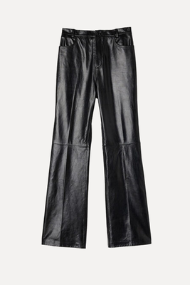 Flared High-Rise Leather Trousers from Sandro