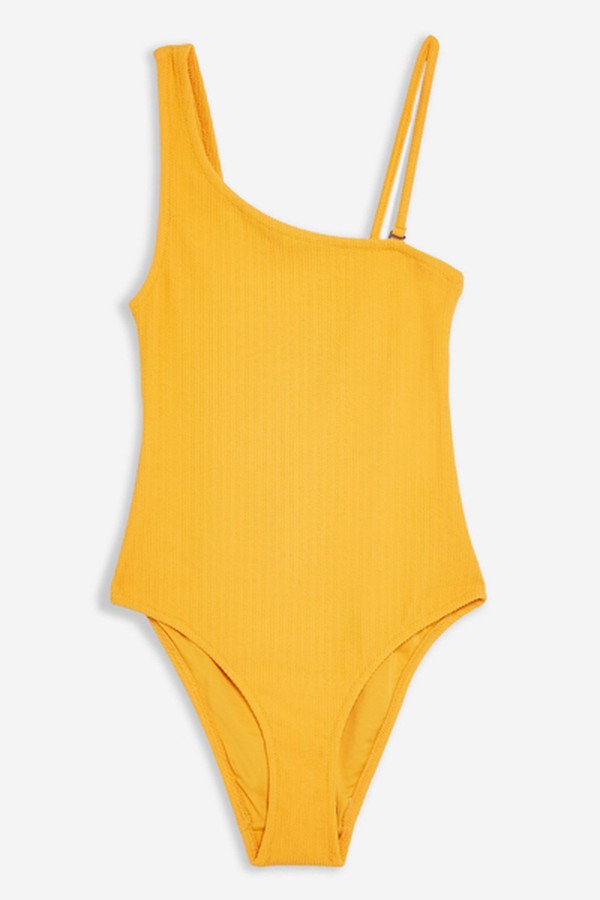 Orange One Shoulder Swimsuit from Topshop