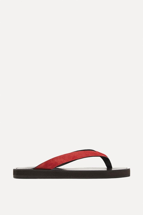 Split Suede Sandals With Toe Divider from Massimo Dutti
