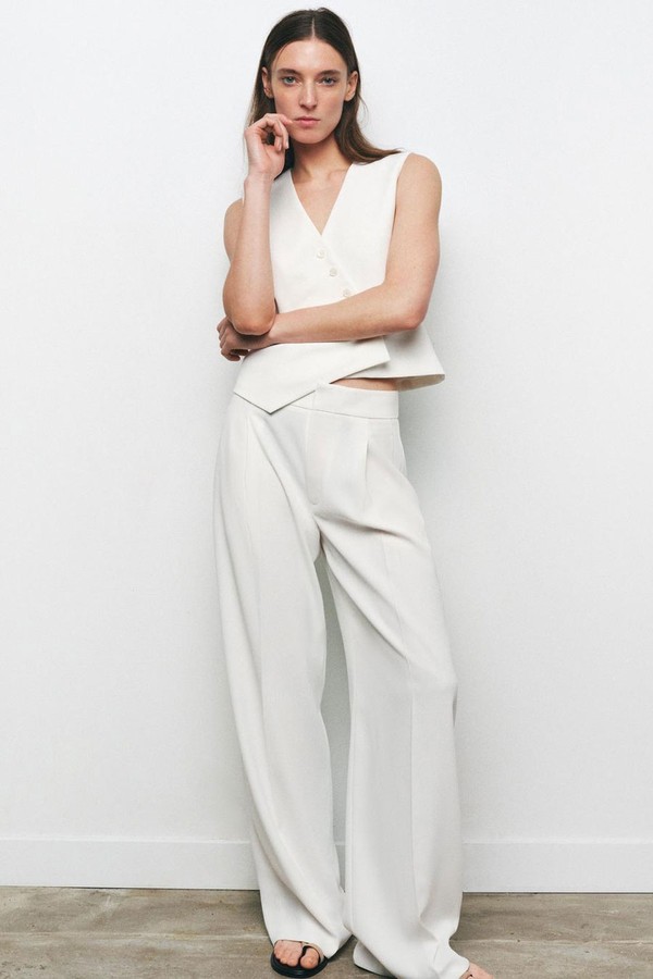 Wide-Leg Darted Trousers