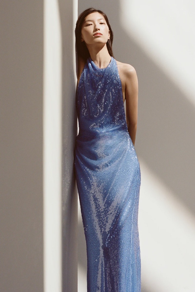Reannon Draped Sequin Gown from Simkhai
