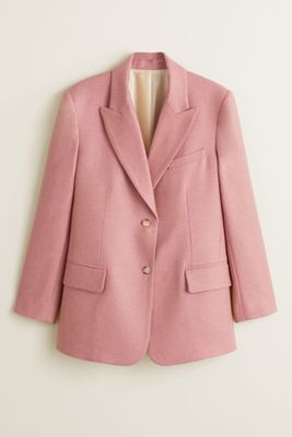 Wool Suit Blazer In Pink  from Mango