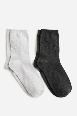 Crystal Studded Trouser Socks Two-Pack  from J.Crew
