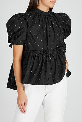 Ally Black Fil Coupé Cotton Blouse from Brogger