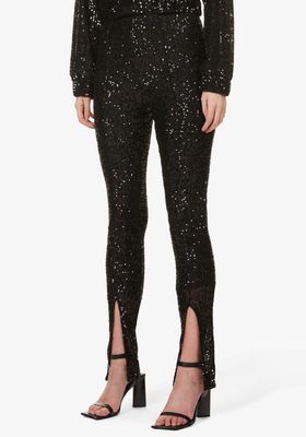 Skinny High-Rise Sequinned Trousers  from Alicia 