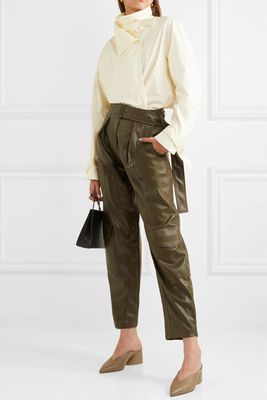 Belted Faux Leather Tapered Pants from Low Classic