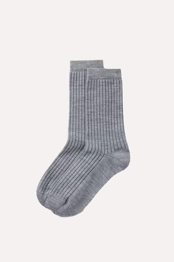 x from Fine Ribbed Wool Socks, £12 | The White Company