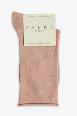 Metallic Rolled-Hem Stretch-Woven Socks from Falke